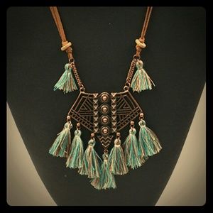 Natural handmade bronze color sweater necklace